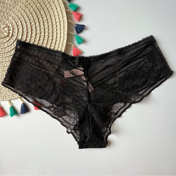 Victoria's Secret The Lacie Floral Stripe Cheeky Panty Black XL NEW - Picture 8 of 8